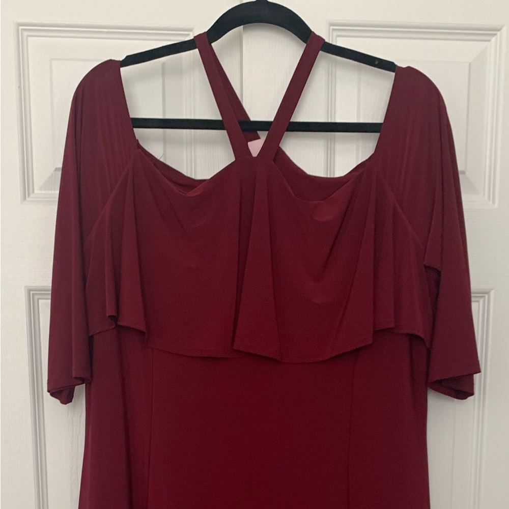 Cold shoulder A-line dress, cranberry